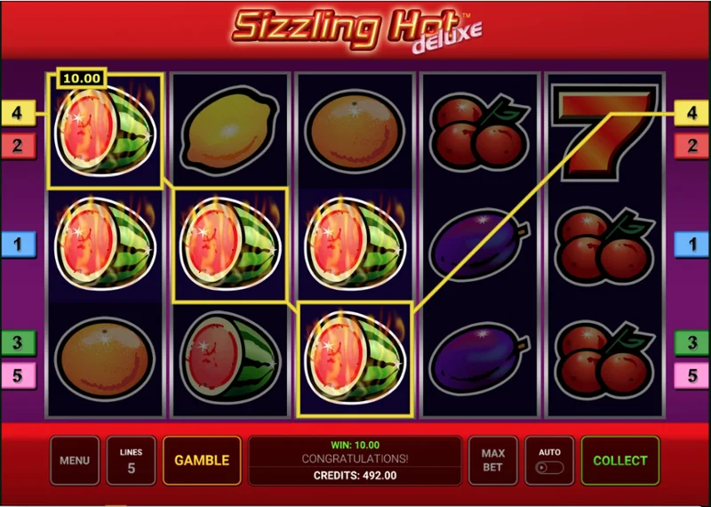 Sizzling Hot Deluxe vijf winlijnen